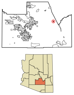 Location of Kearny in Pinal County, Arizona.