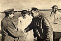 Stalin, Voroshilov, Chkalov, and Belyakov. August 10, 1936