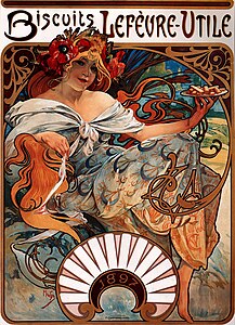 Biscuits Lefèvre-Utile se Alfons Mucha (1896)