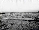 General view looking north showing apron extension at Coon Rapids Dam.