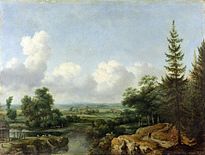 Allaert van Everdingen: Zweeds landschap, 1650-1675. Van Everdingen reisde bij wijze van uitzondering noordwaarts om landschappen te schilderen.