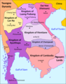 Image 34Southeast Asia in the 18th century showing the kingdoms of Vientiane, Luang Prabang, Champasak and the principality of Phuan (Xieng Khuang) (from History of Laos)