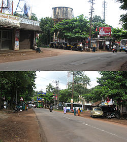 Punthalathazham Junction(in 2011) seen from East(top) and West(bottom)