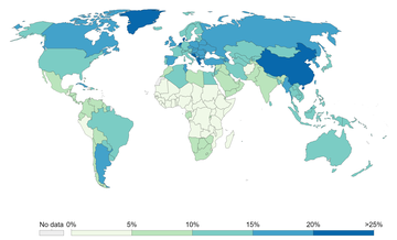 Share of deaths from smoking, 2017[77]