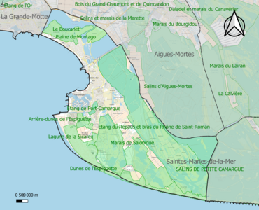 Carte des ZNIEFF de type 1 sur la commune.