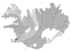 Hafnarfjarðarkaupstaður á Íslandskortinum.