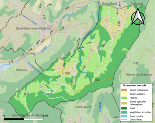 Carte en couleurs présentant l'occupation des sols.