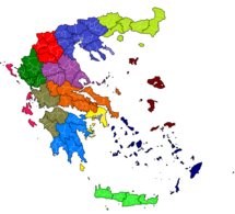 Map of the subdivisions of Greece