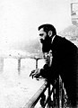 1897. Theodor Herzl leaning over the balcony of a conference center in Basal, Switzerland