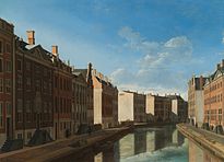 Gerrit Berckheyde: De bocht van de Herengracht, 1671-1672, met een sterke nadruk op het architectonische aspect en perspectief.