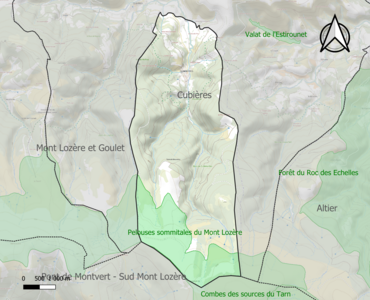 Carte de la ZNIEFF de type 1 sur la commune.