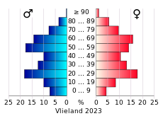 Bevolkingspiramide van de gemeente Vlieland