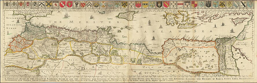 Map of relative positions of 17th-century principalities in North Africa