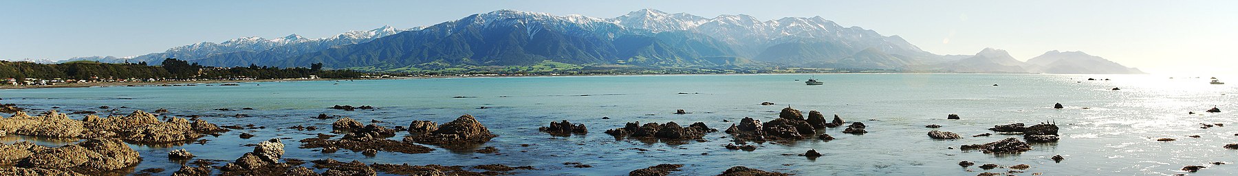 A panorama of the Seaward Kaikouras from Kaikoura, New Zealand