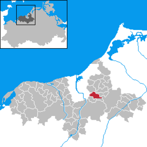 Lage von Broderstorf im Landkreis Bad Doberan