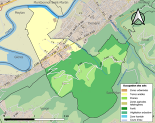 Carte en couleurs présentant l'occupation des sols.