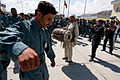 Afghan National Police performing the Attan dance with Dohol and Surnay