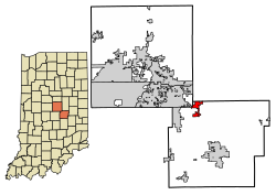 Location of Fortville in Hancock County, Indiana.