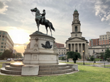 The bronze equestrian statue of Thomas by John Quincy Adams Ward, located at Thomas Circle in Washington, D.C.