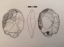 schéma d'une pierre taillée de type biface retrouvée à Mayrac