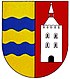 Das Weckhovener Wappen: rechts ist die Kyburg abgebildet, links die Erft und der Gillbach.