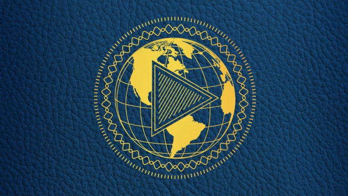 A globe with a play button on a passport