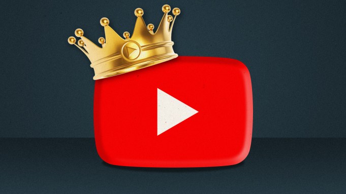 The YouTube logo with a crown