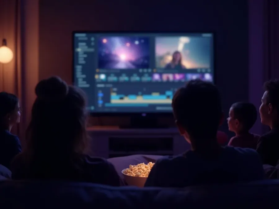 An audience watching a finished AI-generated short film