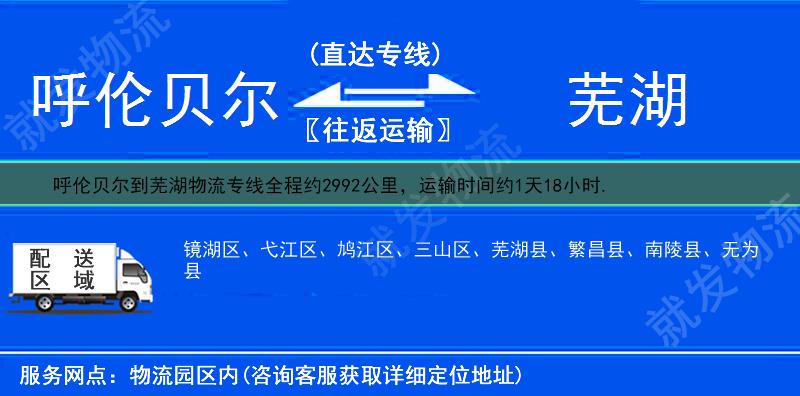 呼伦贝尔到芜湖鸠江区物流公司-呼伦贝尔到鸠江区物流专线-呼伦贝尔至鸠江区专线运费-