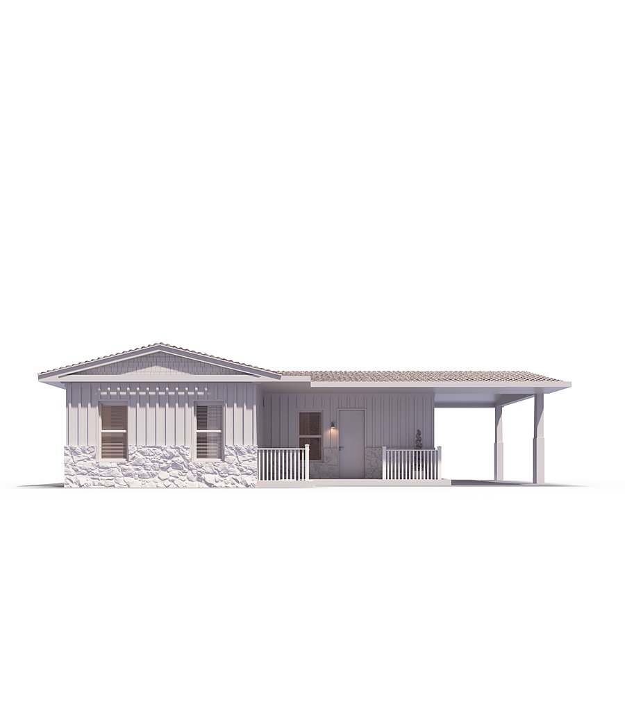 Render of a BOXABL single-family ranch home