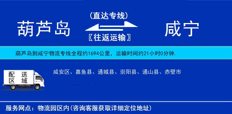葫芦岛到咸宁物流专线