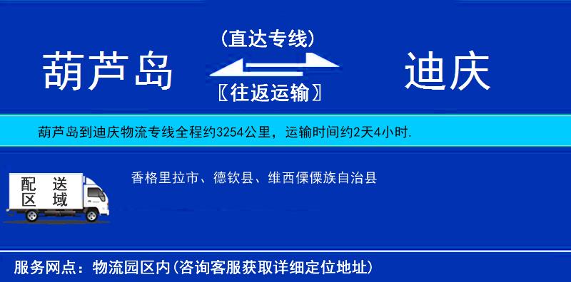 葫芦岛到迪庆物流专线