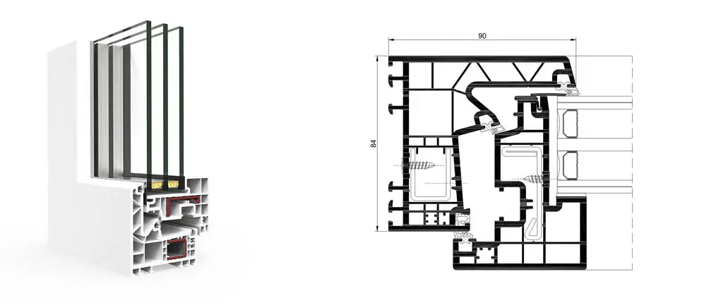 ventana pvc hoja oculta cortizo a 84 passivhaus