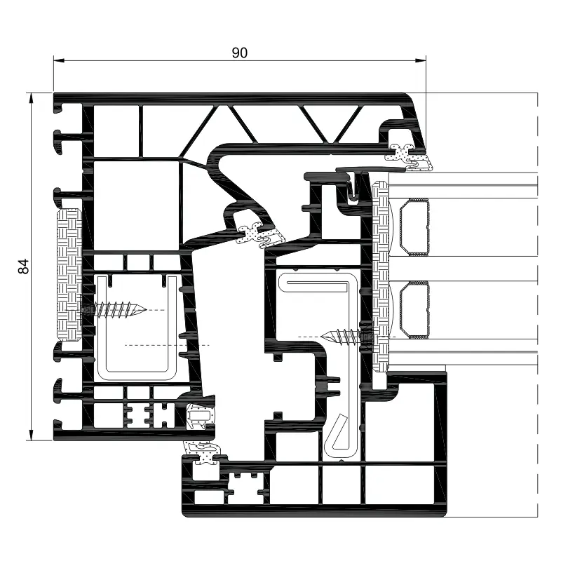 hoja oculta pvc cortizo a 84 passivhaus seccion