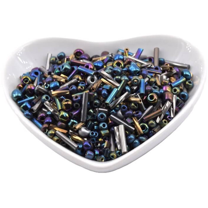 Mix of seed beads and tube beads - topaz purple iris (10g)