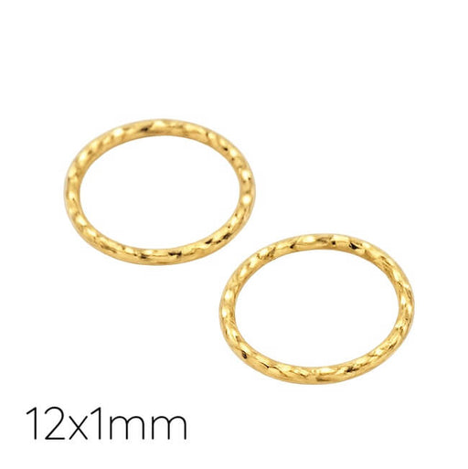 Achat Anneaux connecteurs fermés - laiton doré clair strié qualité 12x1mm - diam int : 10mm (2)