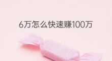 6万怎么快速赚100万 怎样快速赚100万