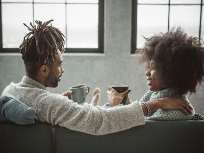 Romantic couple have cozy weekend