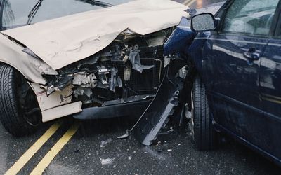 Two cars involved in a car accident