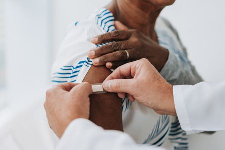 Bandage after applying vaccine