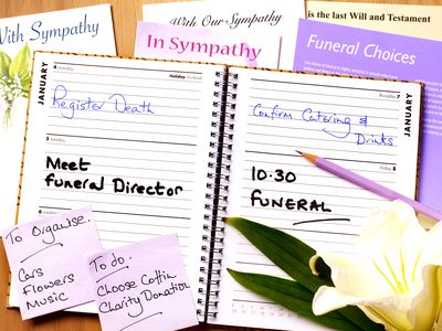 Funeral planning date book and info