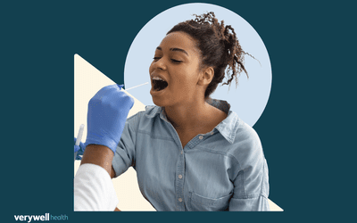 A woman getting a cheek swab