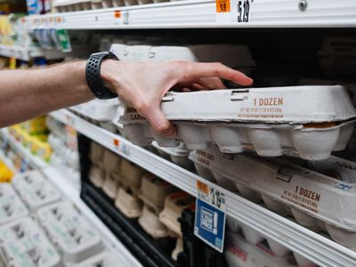 a carton of eggs at supermarket