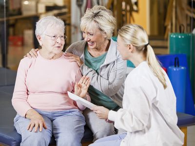 Photo of a woman and daughter in physical therapy.