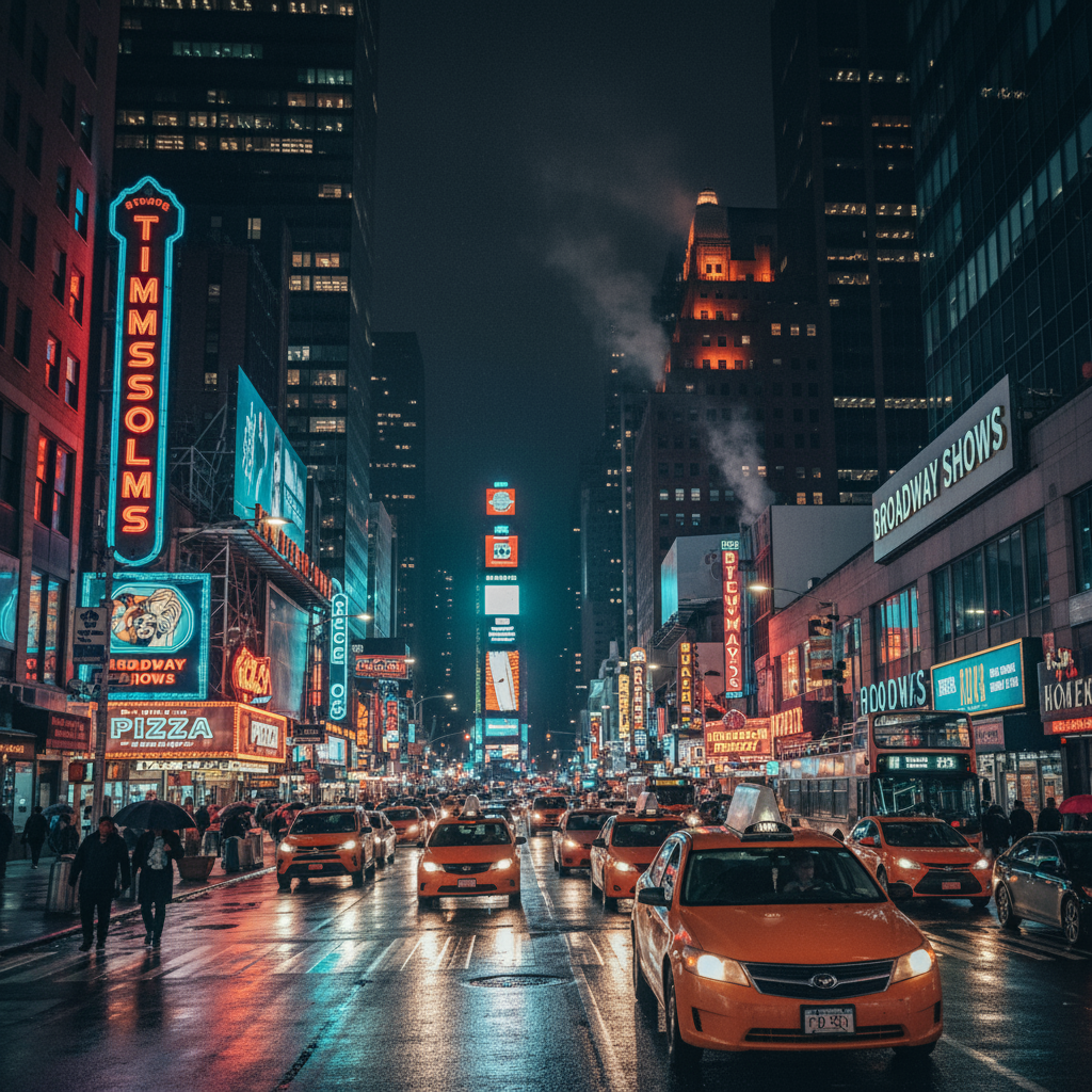 Una fotografia fotorealistica ad alta risoluzione di una strada trafficata della città…