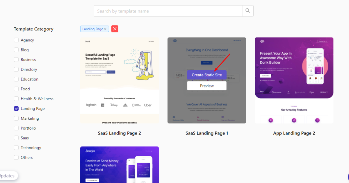 Hit Create Static Site button