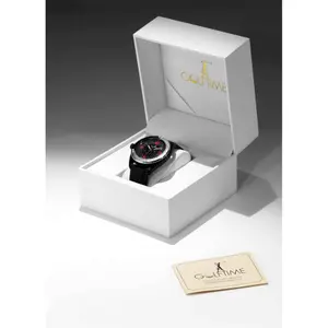 Orologio con cinturino in pelle nera opaca Golftime