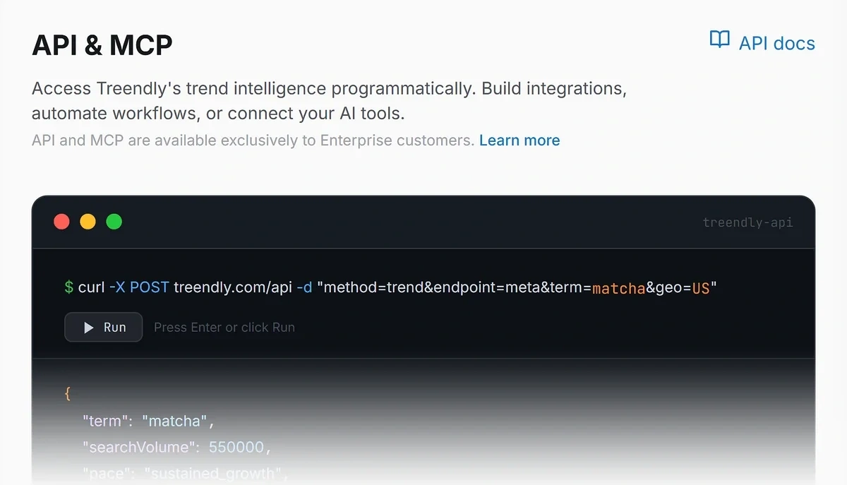 Treendly API and MCP configuration
