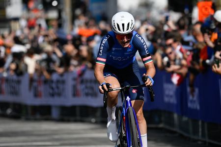 Elisa Longo Borghini (Italy) on the attack at the start of the last lap of the elite women's road race in the 2026 UCI Road World Championships 