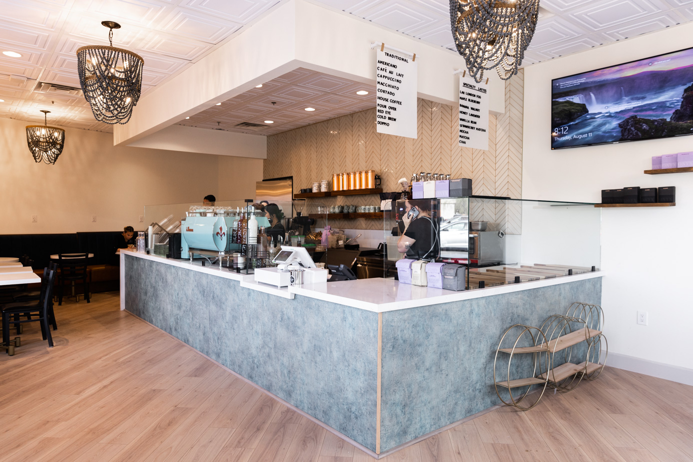 The interior and coffee bar at The Coffee Class